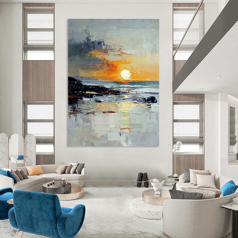Sunset by the Sea Abstract Painting for Romantic - Themed Restaurants GAB1299