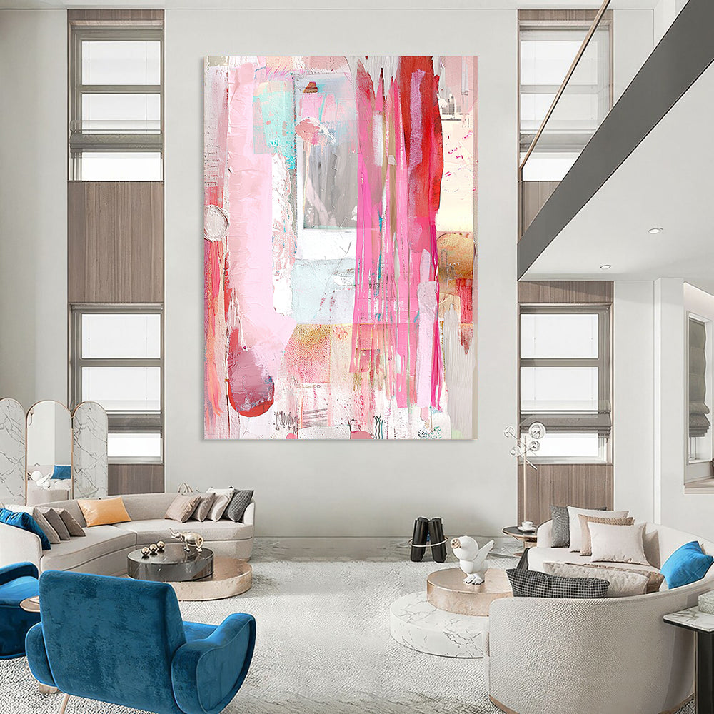 Pink Collage Abstract - Eclectic Mixed - Media Art GAB0393