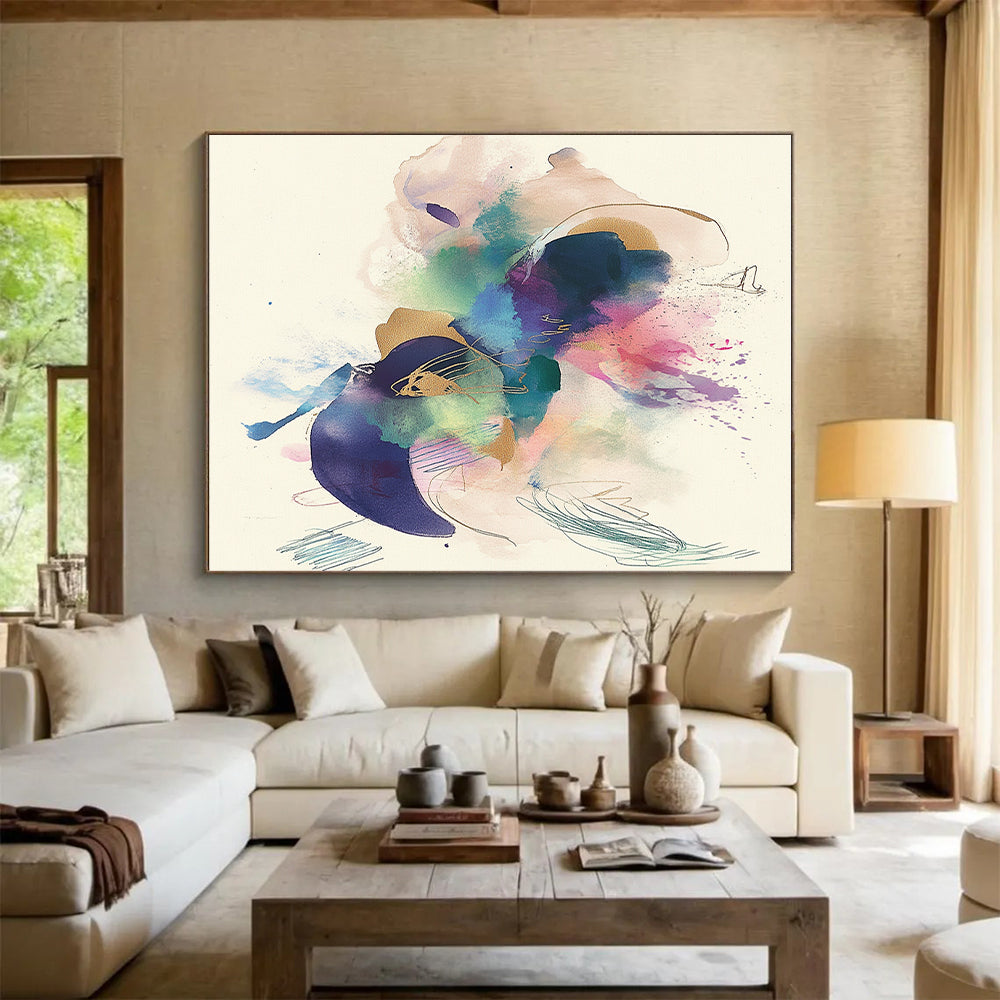 Vibrant Abstract with Gold Abstract Painting with Lively Sophistication WINK276