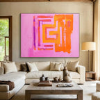 Bold Pink - Orange Geometric Maze Graphic Intrigue Painting ABS130