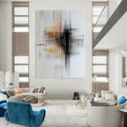 Monochrome Strokes Abstract Painting for Modern Office Spaces GAB0780