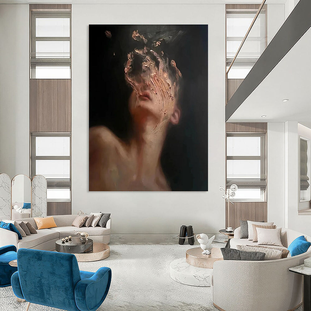 Abstract Portrait with Textured Face Painting for Contemporary Art Spaces HENG315