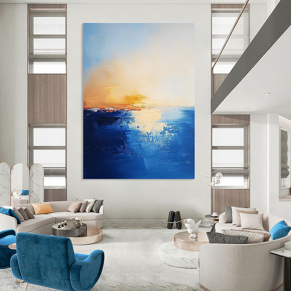Sunset Over Ocean Abstract Painting for Relaxing - Styled Lounges GAB1077
