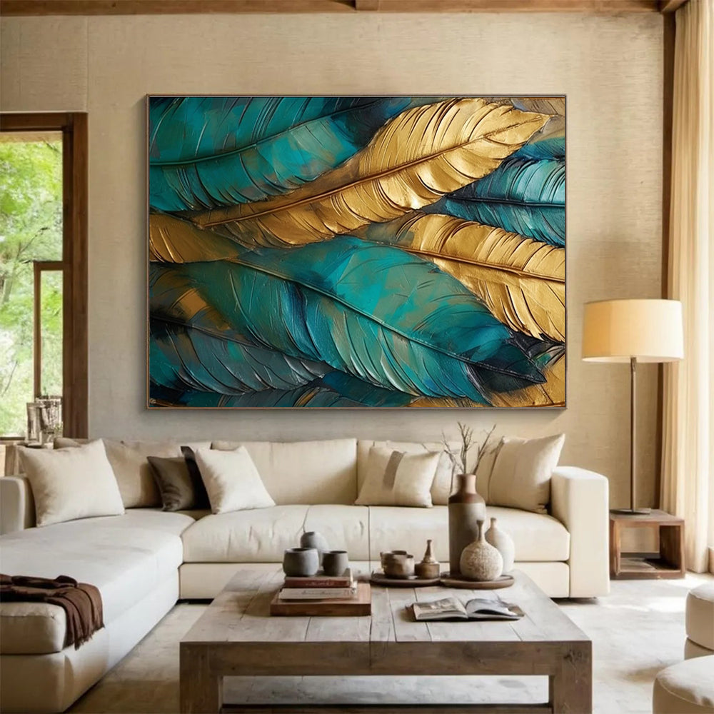 Feather Abstract Painting for Sophisticated Bedroom Retreats YHT298