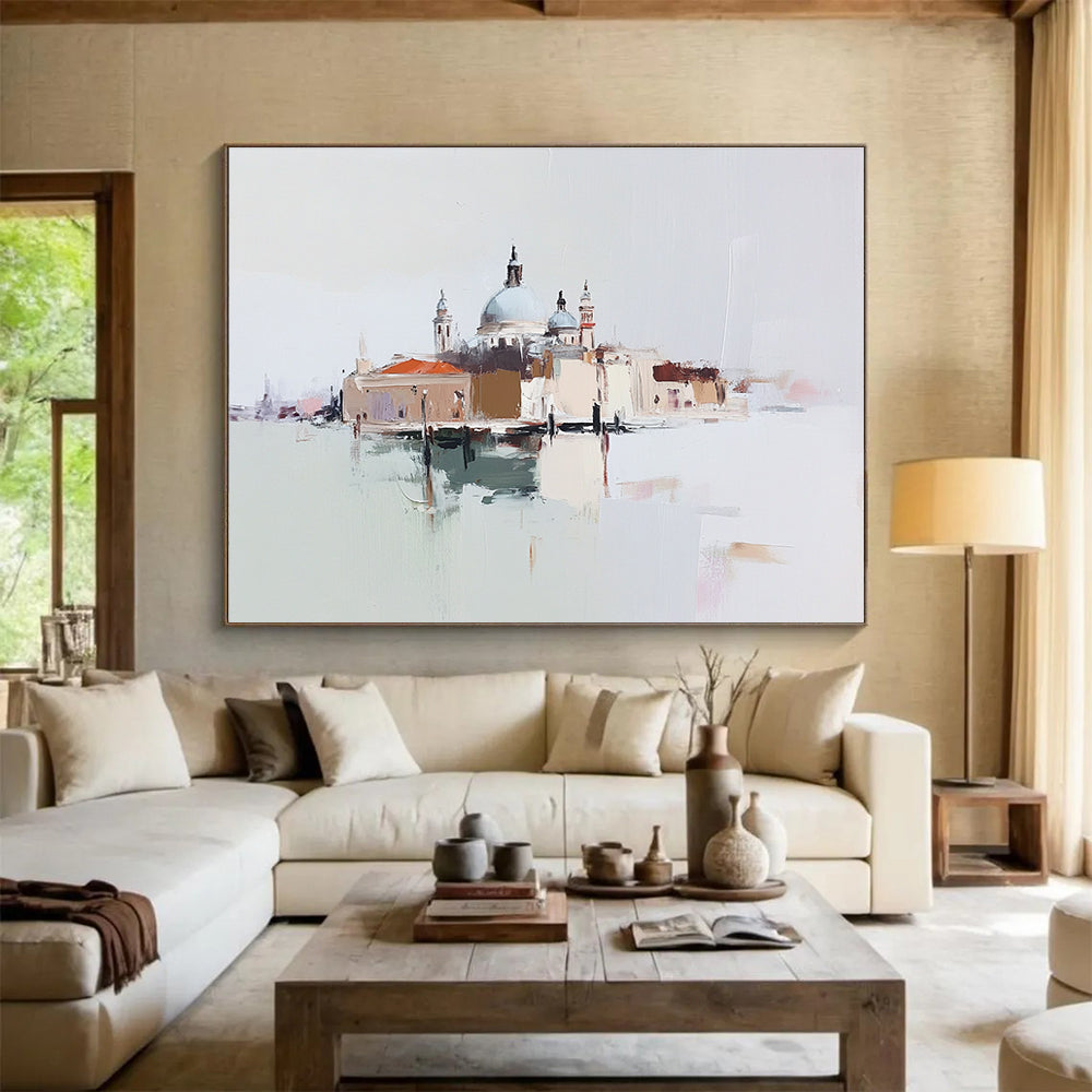 Venice Landscape Abstract Painting with Soft Color Palette ABS285