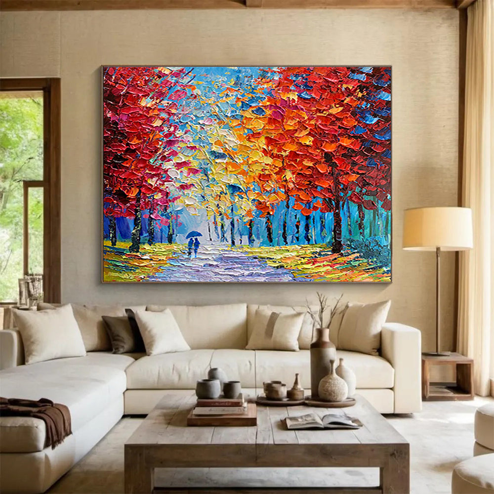Autumn Stroll Abstract Painting for Cozy Living Rooms YHT200