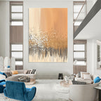 Golden Glitter on Peach Abstract Painting of Luxurious Sparkle GAB0114