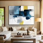 Geometric Blue - Gray - Yellow Abstract Painting ABS194