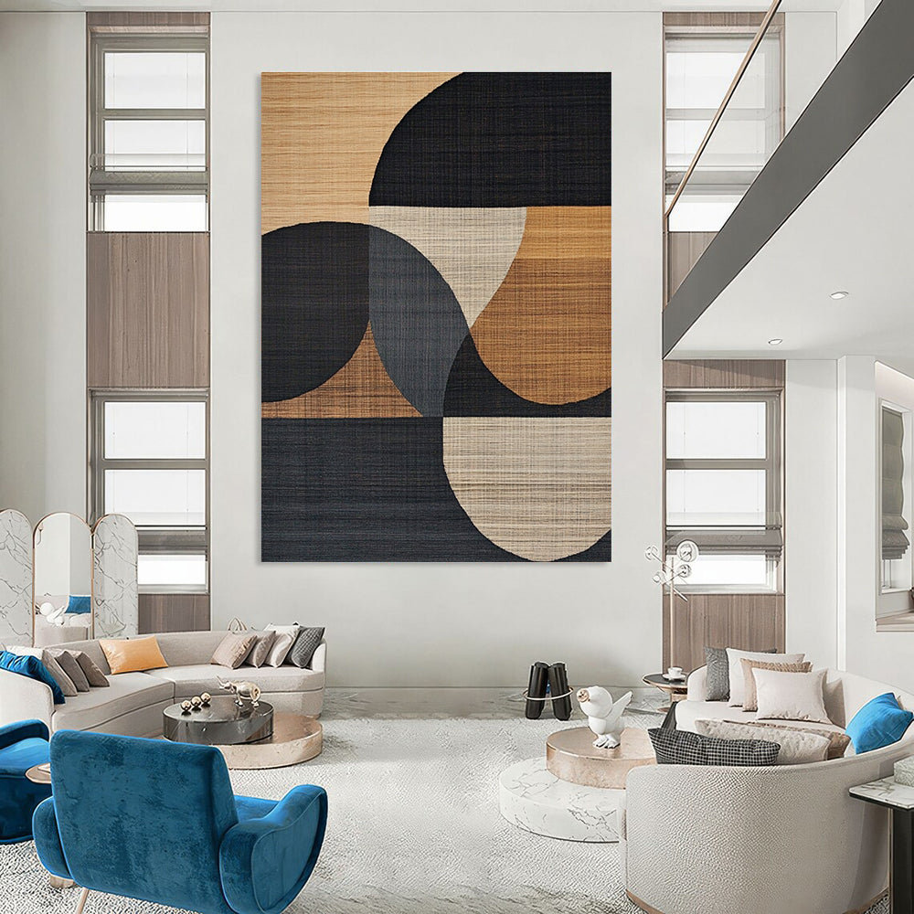 Circular Geometric Patterns Abstract Painting for Modern Office Lobbies GAB1360