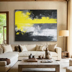 Yellow Black Gray Abstract Painting with Intense Drama WINK506