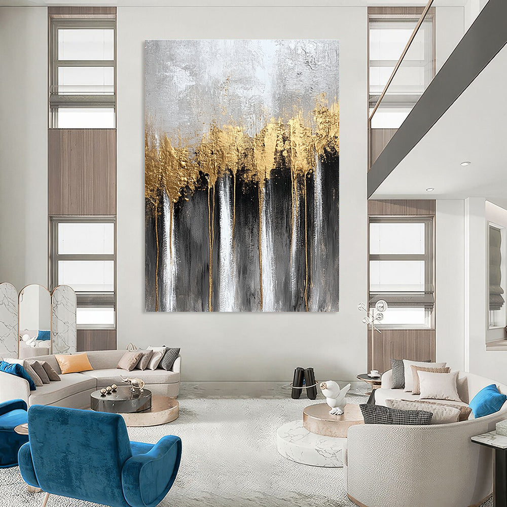Gold Drip Abstract Painting for Luxe - Inspired Bedrooms GAB0859