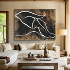Black and White Line Abstract Painting with Minimalist Grace WINK304