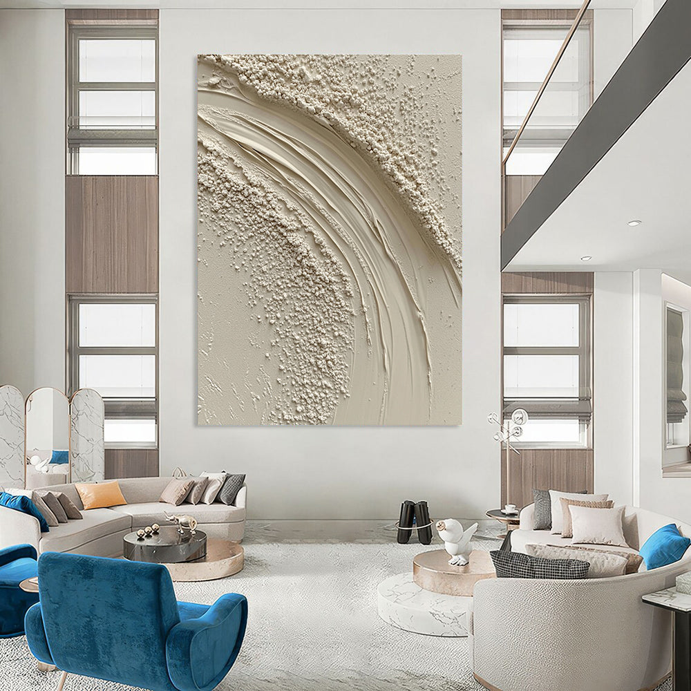 Cream Textured Abstract - Subtle Tactile Art GAB0415