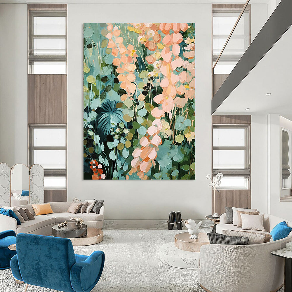 Soft Floral Field Abstract Painting for Relaxing Sunrooms HENG428
