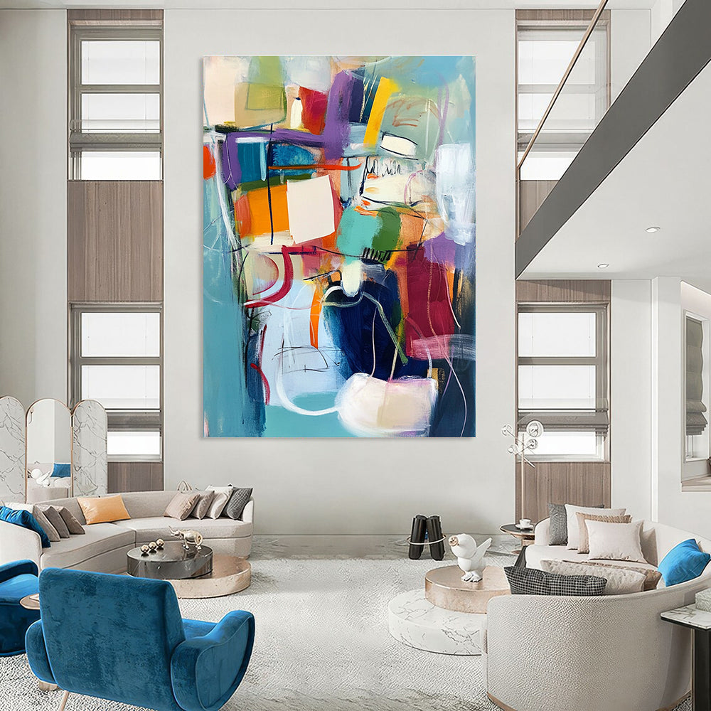 Dynamic Color Block Abstract Painting for Creative Office Spaces GAB1241