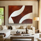 Brown and White Curves Abstract Painting with Elegant Flow WINK030