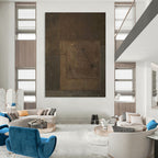 Brown Textured Abstract Painting for Rustic - Style Wine Bars HENG487