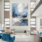 Blue and Gray Abstract Landscape Painting for Minimalist Spaces GAB0713