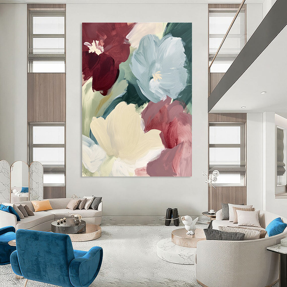 Soft - Toned Floral Abstract Painting for Cozy Living Rooms GAB1040