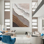 Layered Textile - Like Abstract in Neutral Tones Painting for Eclectic Interiors HENG344
