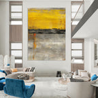 Striking Yellow and Gray Abstract Painting for Modern Decor GAB0676