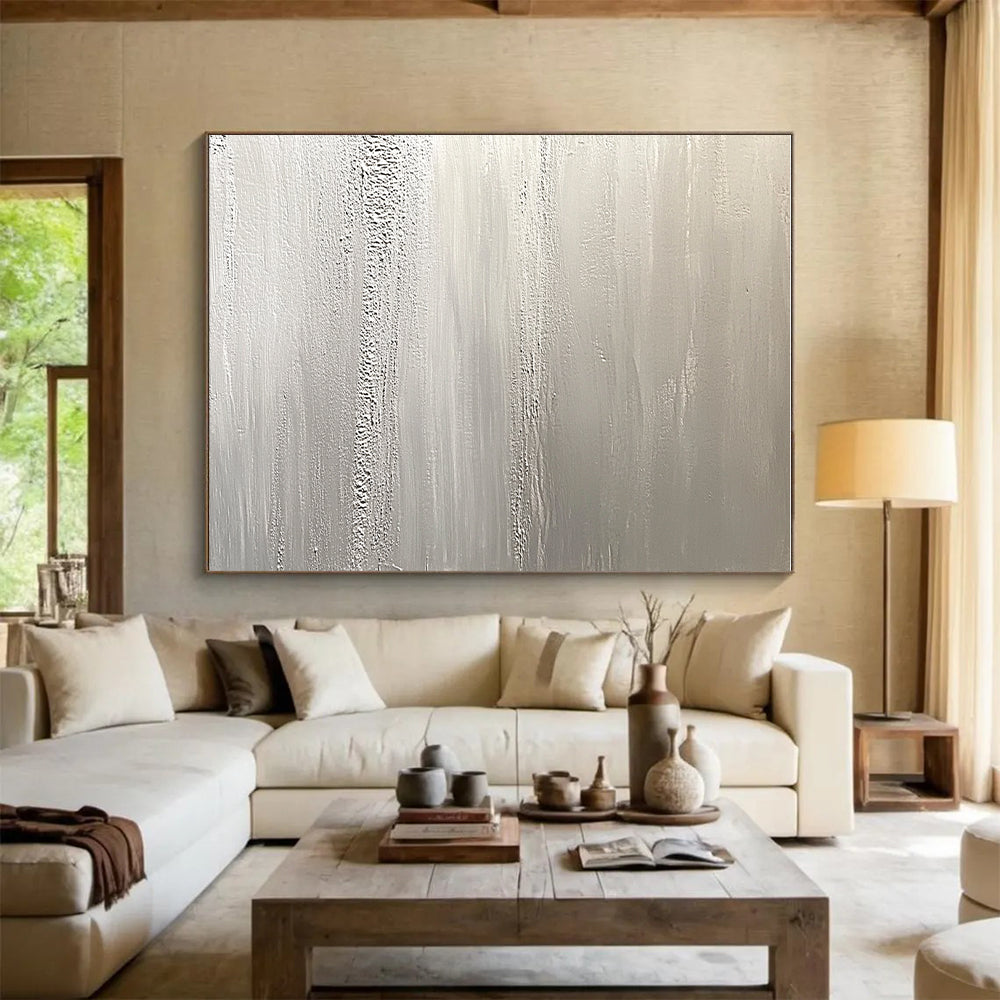 Silver Textured Layers Abstract Painting with Subtle Shimmer WINK117