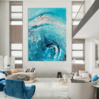 Turquoise Wave Abstract Painting for Nautical - Themed Restaurants HENG469
