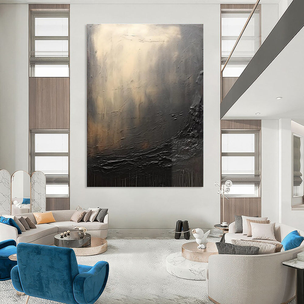 Dark Textured Abstraction Painting for Dramatic Home Theaters HENG449