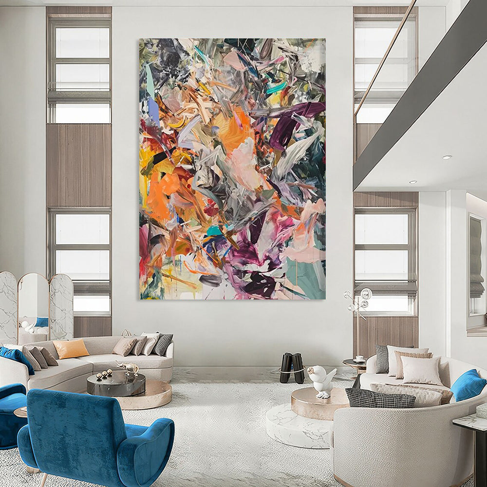 Dynamic Color Swirl Abstract Painting for Creative Agency Meeting Rooms HENG098