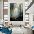 Misty Forest Path Abstract Painting for Rustic Cabin Studies GAB1345