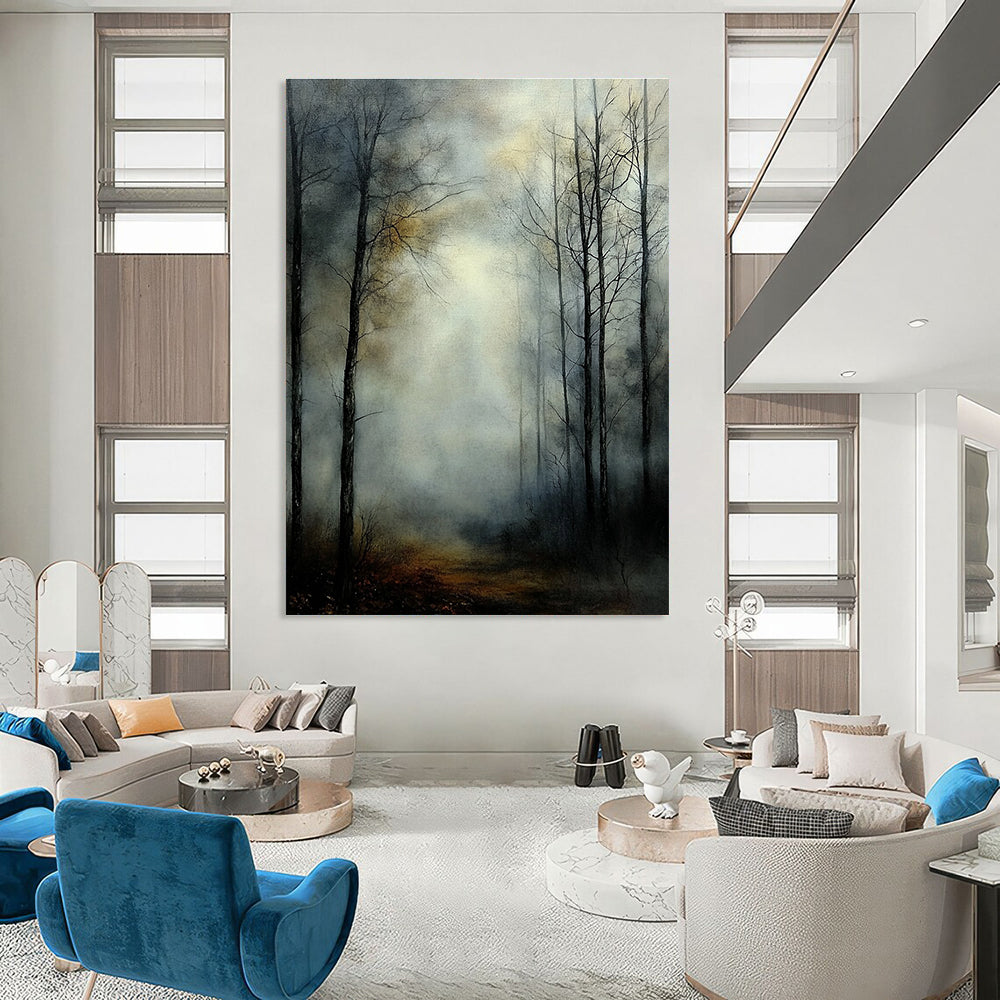 Misty Forest Path Abstract Painting for Rustic Cabin Studies GAB1345