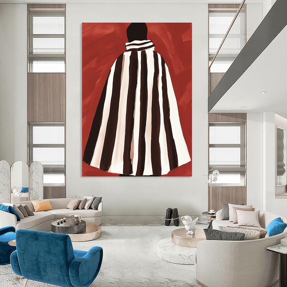 Striped Cloak Figure Abstract Painting with Bold Patterns GAB0052