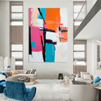 Pink and Teal Abstract Painting for Contemporary - Styled Fashion Boutiques GAB0939