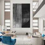 Black and White Striped Abstract Painting with Hidden Textures GAB0030