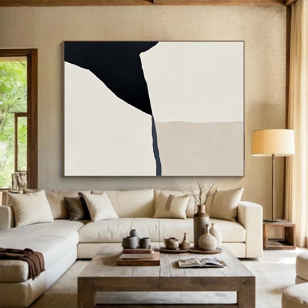 Geometric Black and White Shapes Abstract Painting with Minimalist Precision WINK160