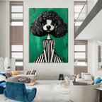 Whimsical Curly - Haired Dog Portrait Abstract Painting GAB0031