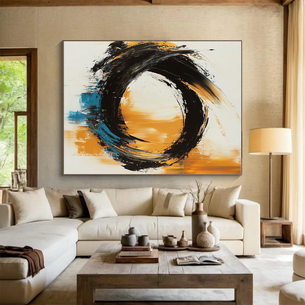 Bold Circular Abstract Painting with Dynamic Motion WINK767