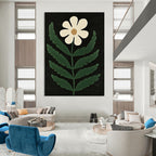 White Flower Minimalist Abstract Painting for Scandinavian - Style Bedrooms GAB1337