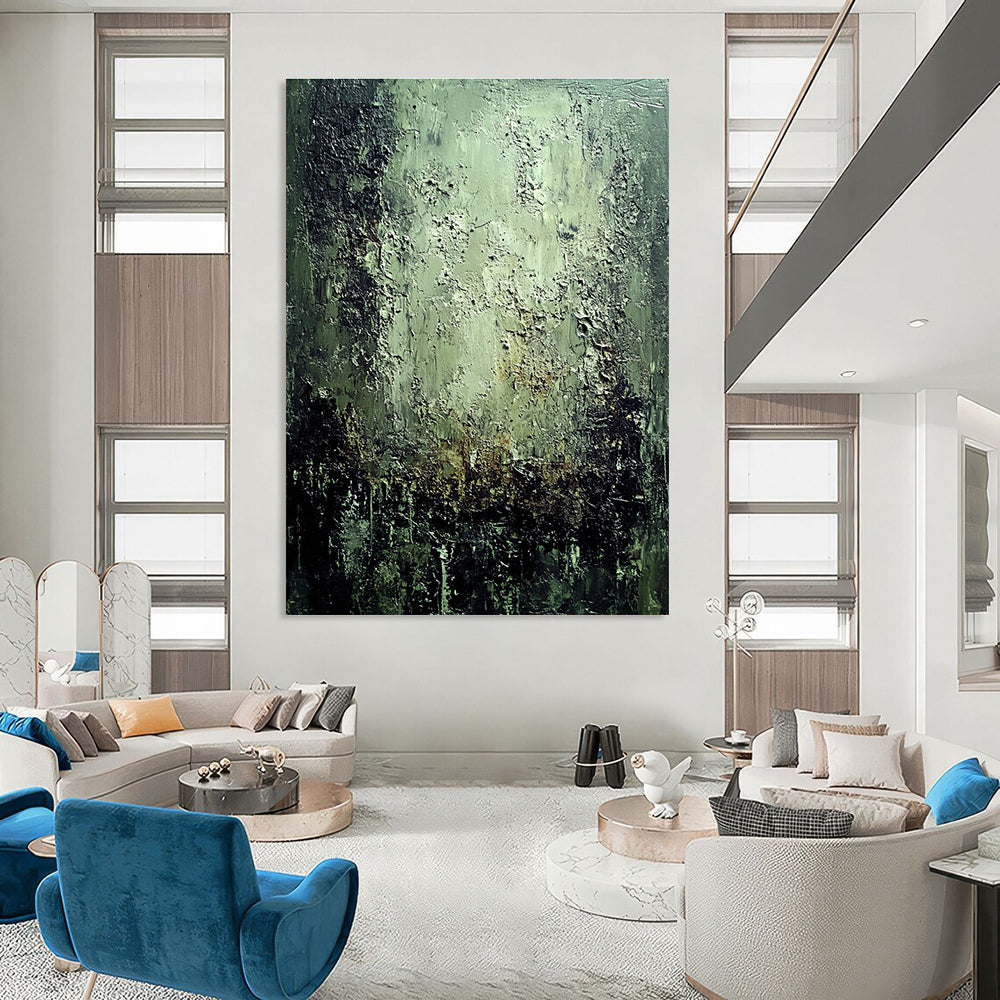 Textured Green Abstract Painting for Nature - Inspired Offices GAB1067