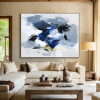 Blue Gray Abstract Bird Painting with Dynamic Grace WINK781