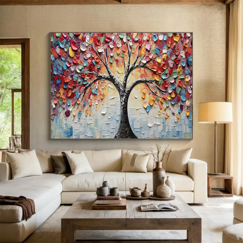 Colorful 3D Tree Abstract Painting for Art Galleries YHT169