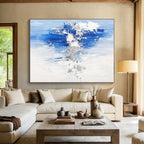 Blue - Silver Abstract Textures Painting with Subtle Opulence WINK391