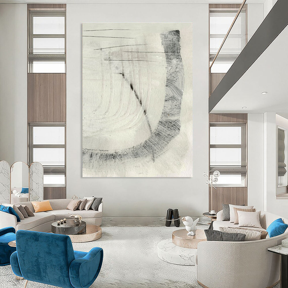 Minimalist Black - White Abstract Painting for Zen - Inspired Bedrooms HENG214