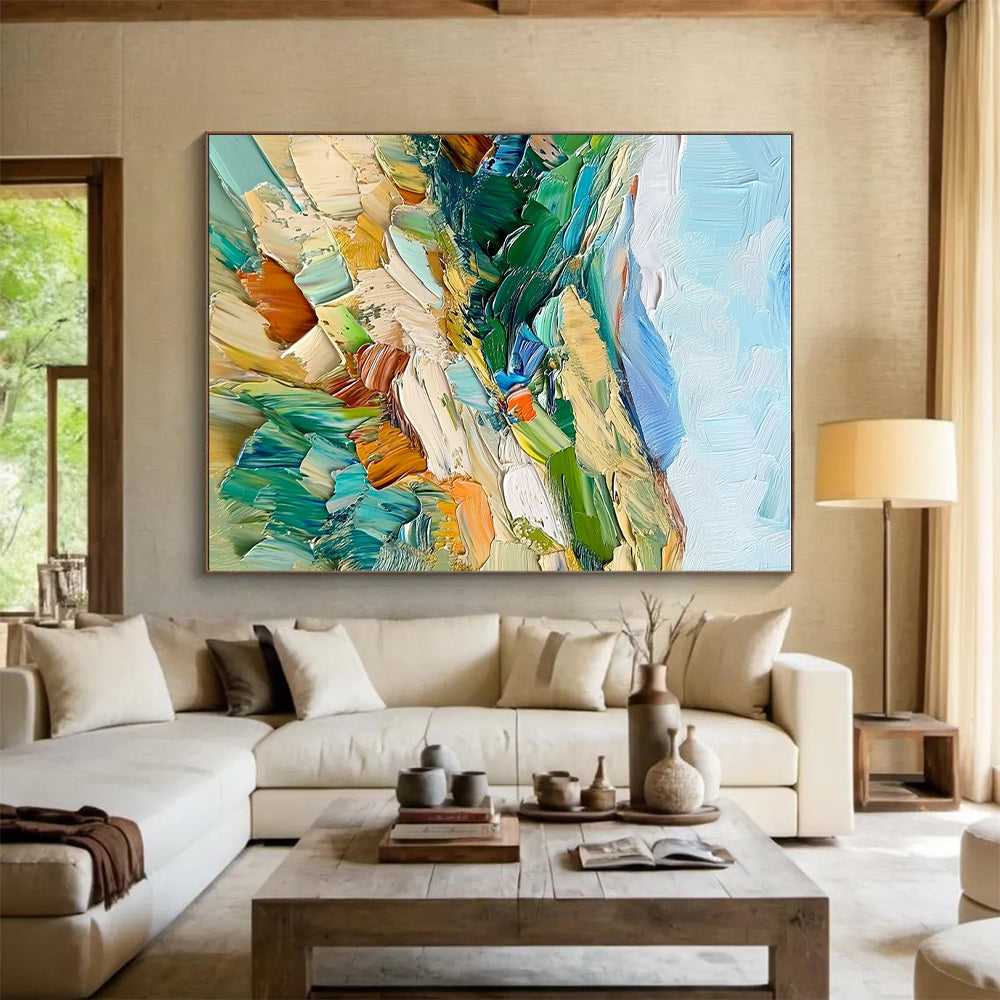Colorful Landscape Impasto Abstract Painting with Vivid Terrain WINK074