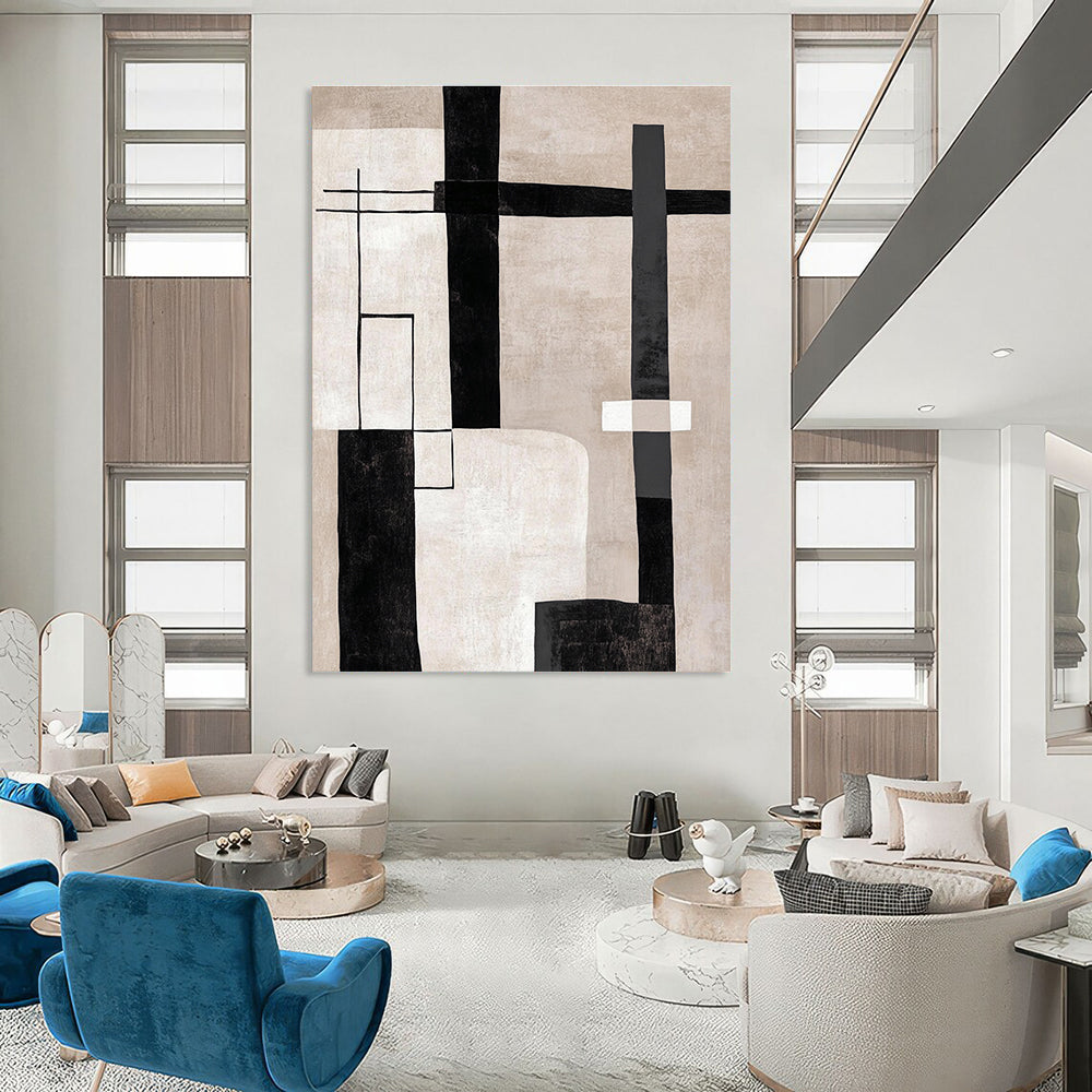 Geometric Neutral Abstract Painting for Industrial - Chic Lofts GAB0781