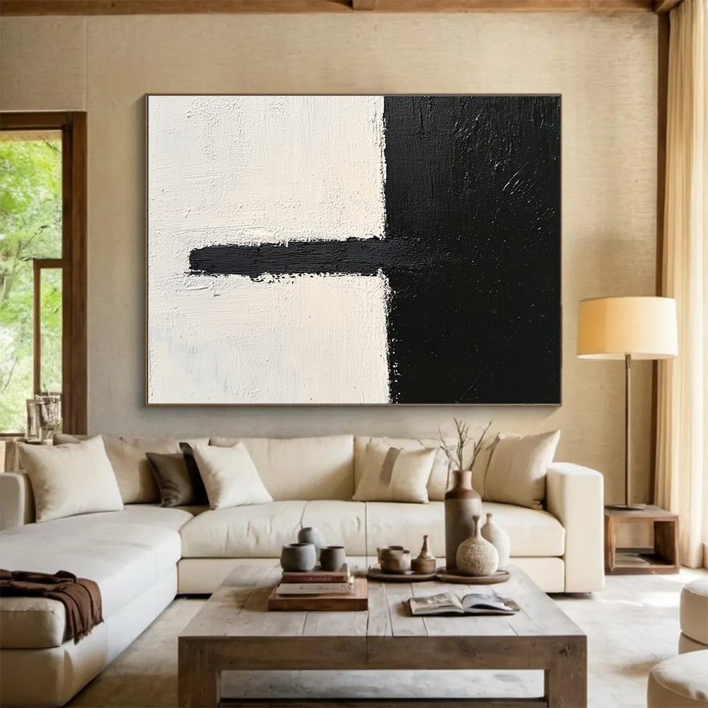 Minimalist Black and White Abstract Painting ABS300