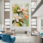 Magnolia Flower Bouquet Elegant Floral Abstract Painting GAB0293