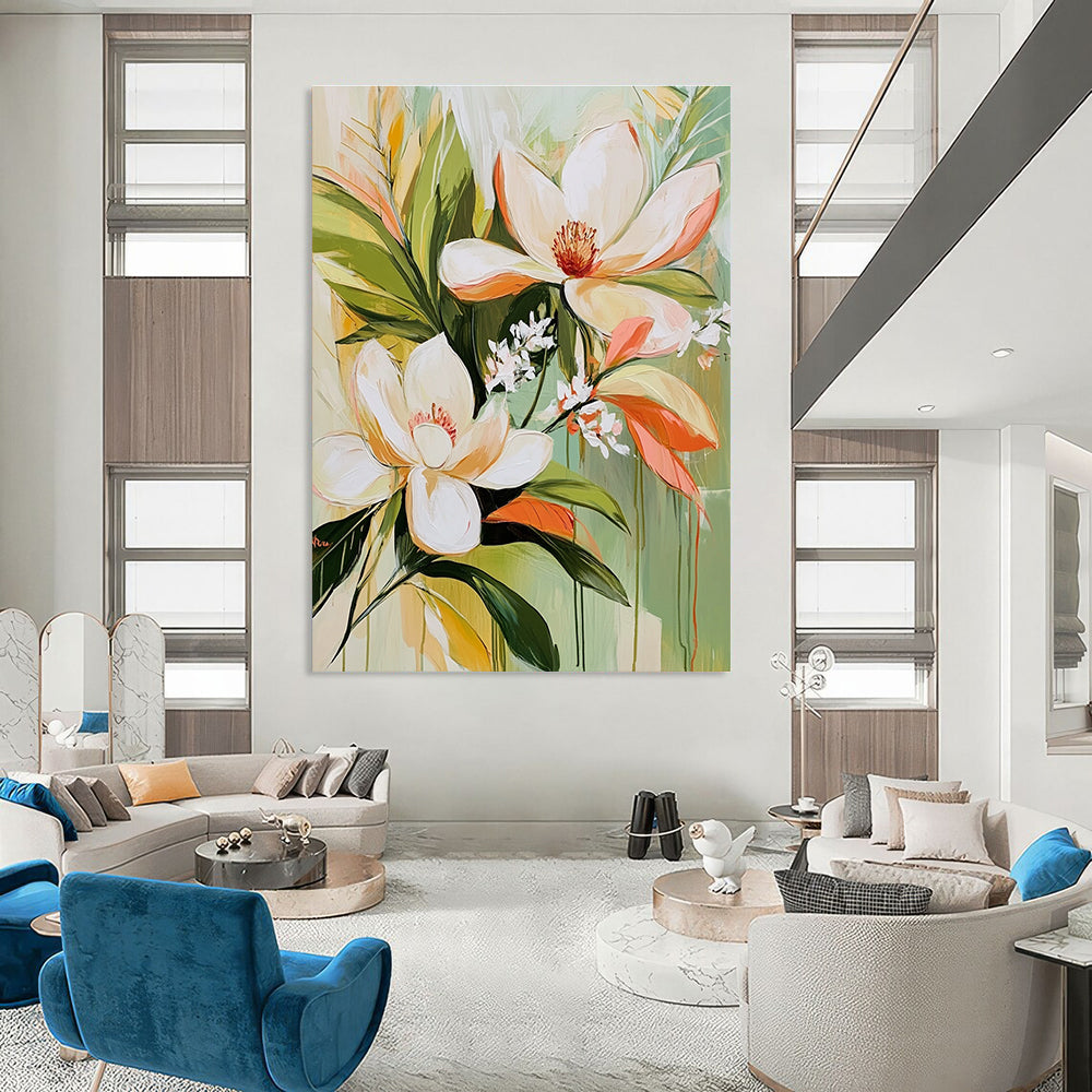 Magnolia Flower Bouquet Elegant Floral Abstract Painting GAB0293