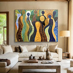 Abstract Human - Shaped Forms Painting with Cultural Symbolism ABS578