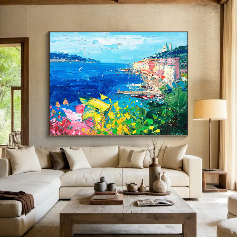 Harbor Town Abstract Painting for Nautical - Inspired Home Offices YHT486